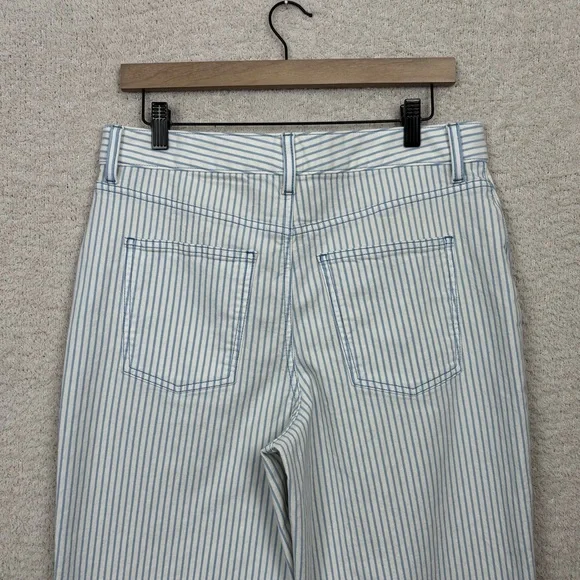 Talbots Jeans Womens 10 Petite Blue White Stripe Wide Leg Crop Jean Fray Hem - Picture 5 of 9